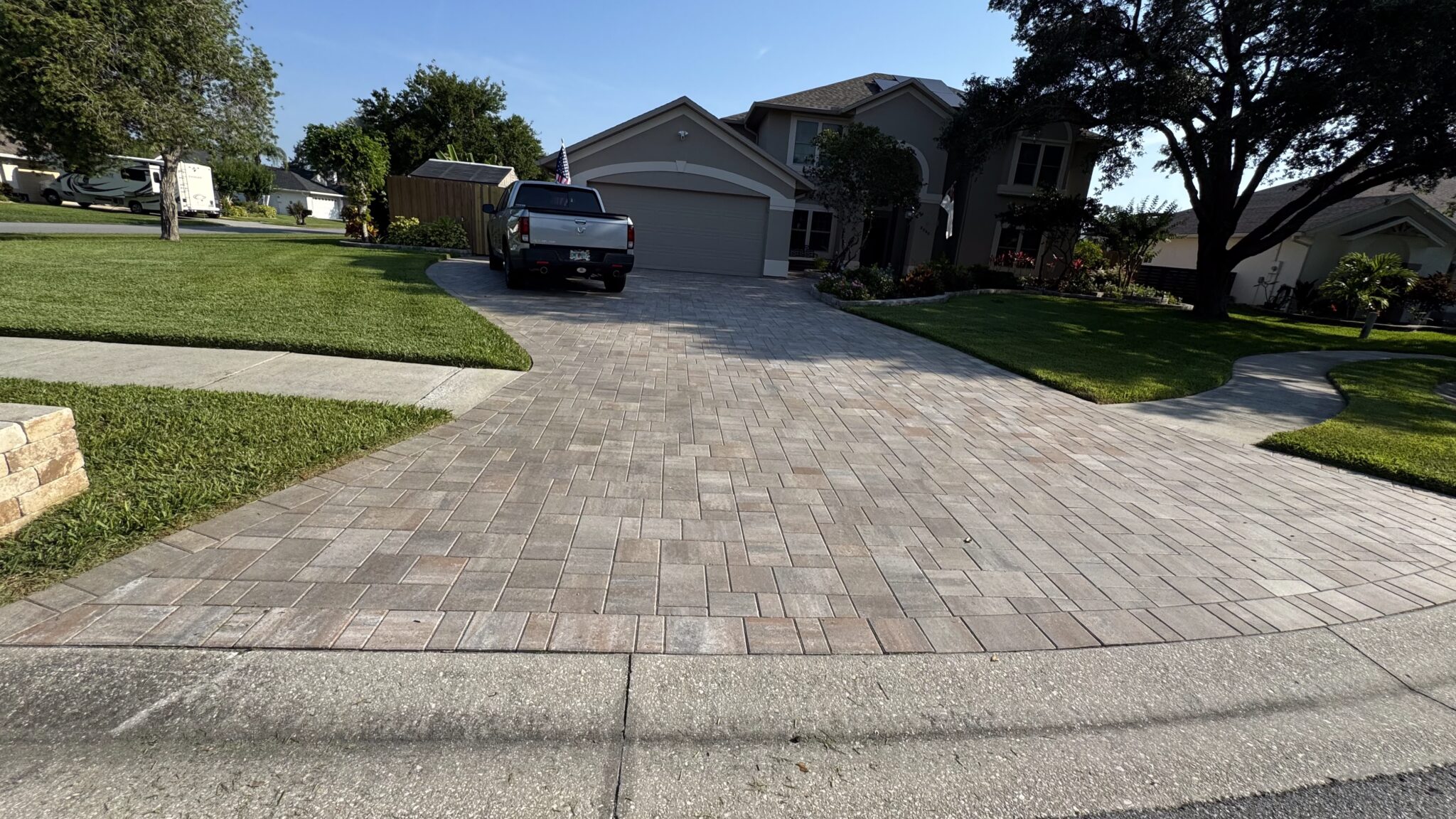 Paver driveway installed by Paver Pro at a Brevard County home