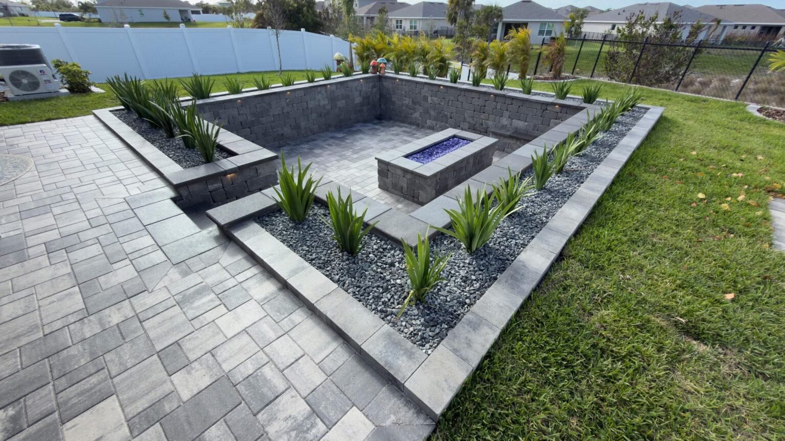 Paver Pro Brevard in-ground platform and paver hardscape project